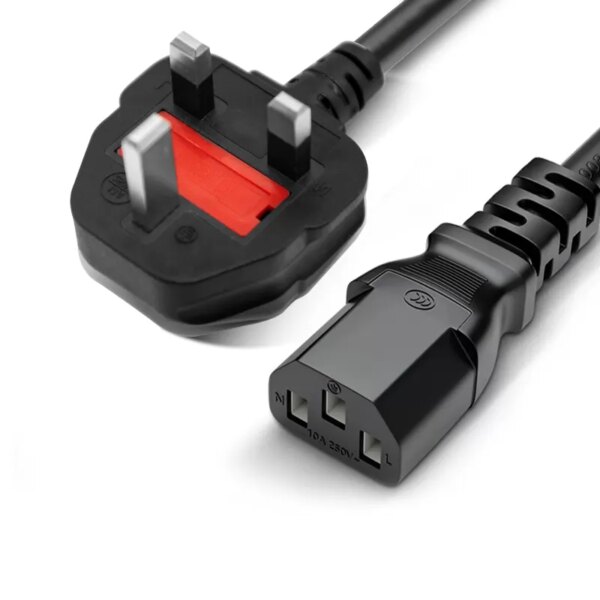 SIPU 3-Pin Copper UK Plug Power Cord Cable PC Laptop & Monitor AC Adapter with Male to Female for Power Cable